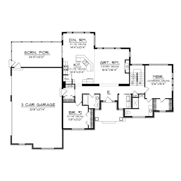 Rustic House Plan First Floor - Drenpointe Craftsman Home 051D-0721 - Search House Plans and More