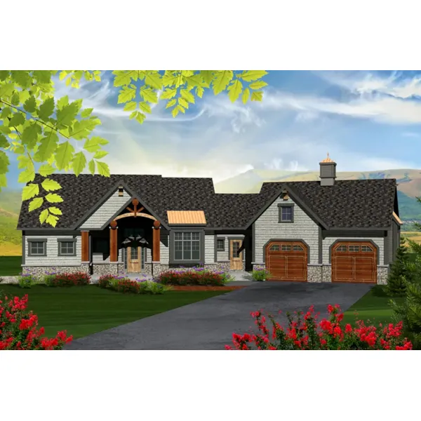 Rustic House Plan Front of Home - Clariette Luxury Ranch Home 051D-0725 - Search House Plans and More