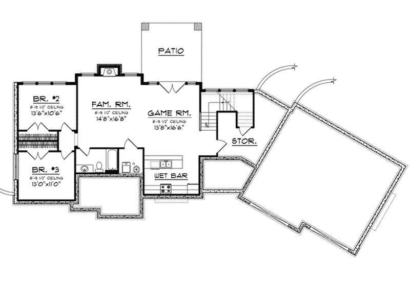 Rustic House Plan Lower Level Floor - Clariette Luxury Ranch Home 051D-0725 - Search House Plans and More