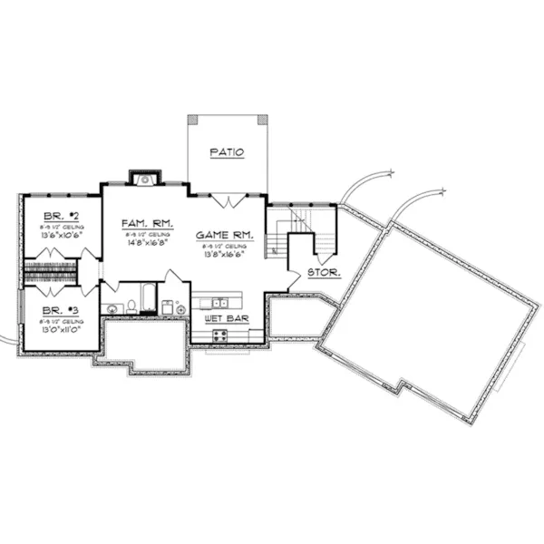 Rustic House Plan Lower Level Floor - Clariette Luxury Ranch Home 051D-0725 - Search House Plans and More