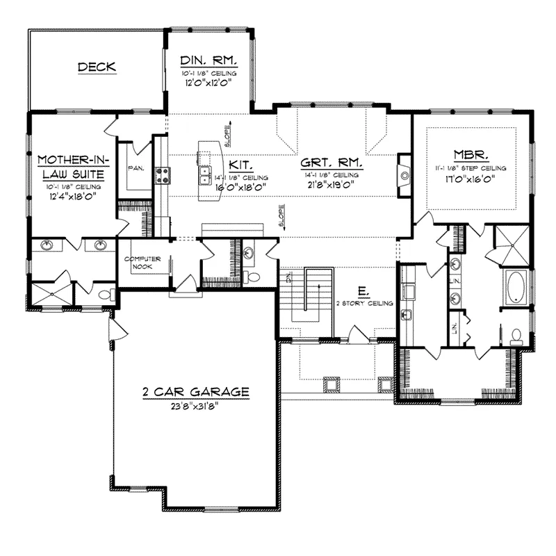 Craftsman House Plan First Floor - Brenton Craftsman Ranch Home 051D-0727 - Search House Plans and More