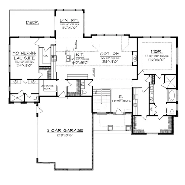 European House Plan First Floor - Brenton Craftsman Ranch Home 051D-0727 - Search House Plans and More