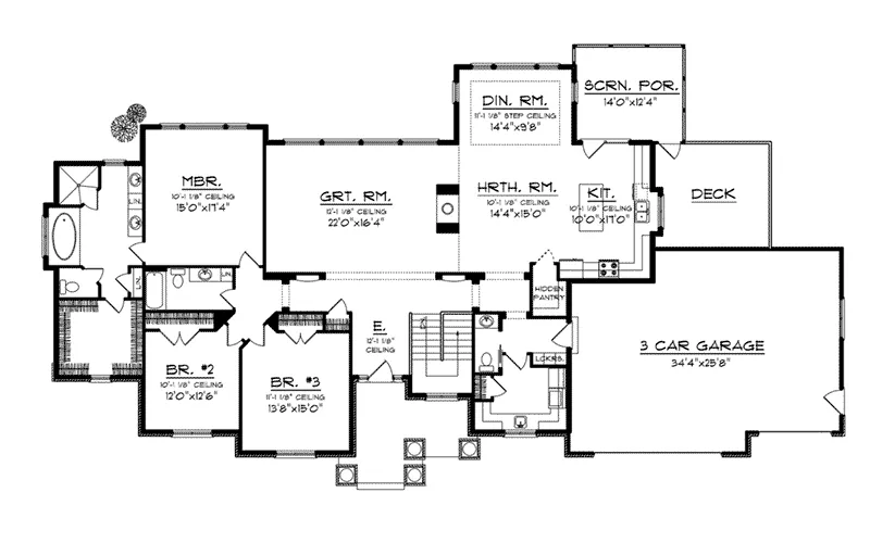 Ranch House Plan First Floor - Bevelie Luxury European Home 051D-0728 - Search House Plans and More