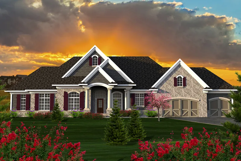 Traditional House Plan Front of Home - Bevelie Luxury European Home 051D-0728 - Search House Plans and More