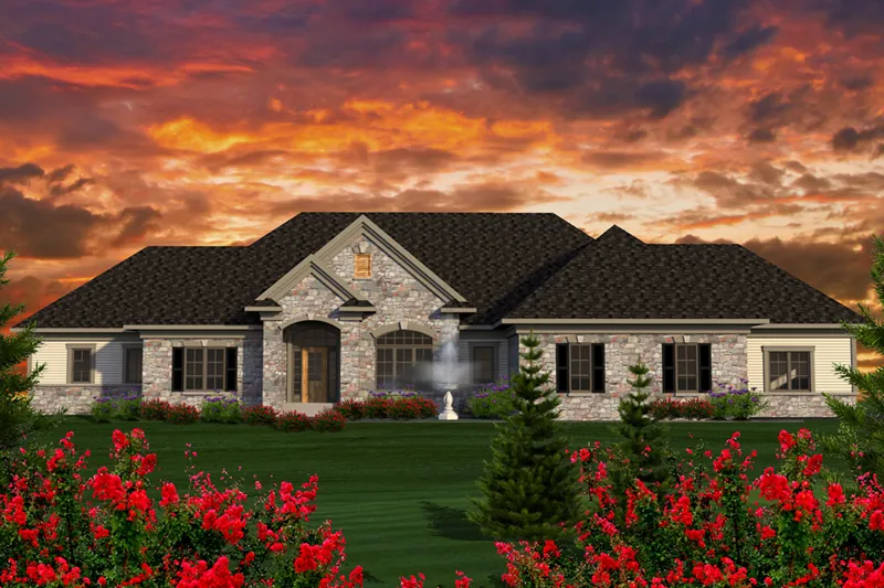 Traditional House Plan Front of Home - Adonia Place Luxury Ranch Home 051D-0729 - Search House Plans and More