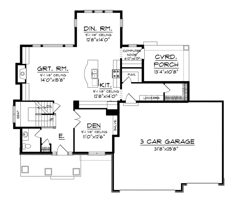 Italian House Plan First Floor - Bitzer Prairie Style Home 051D-0730 - Search House Plans and More