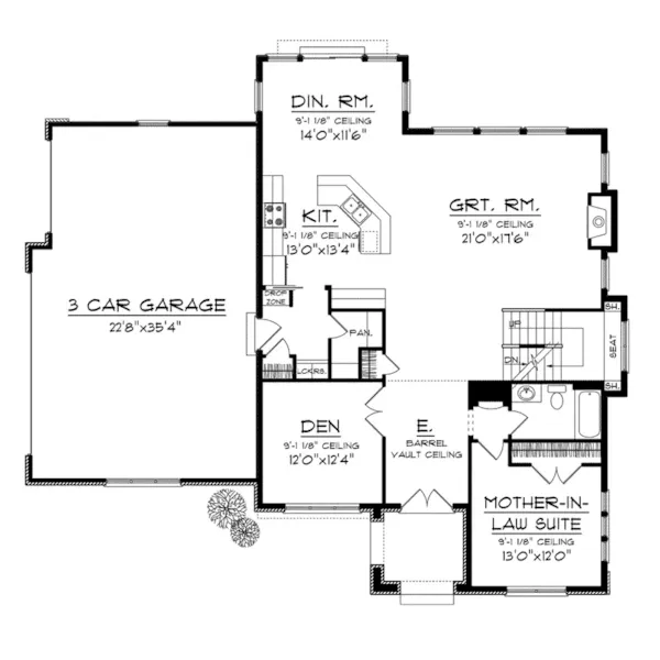 English Cottage House Plan First Floor - Airdrie Farm European Home 051D-0733 - Search House Plans and More