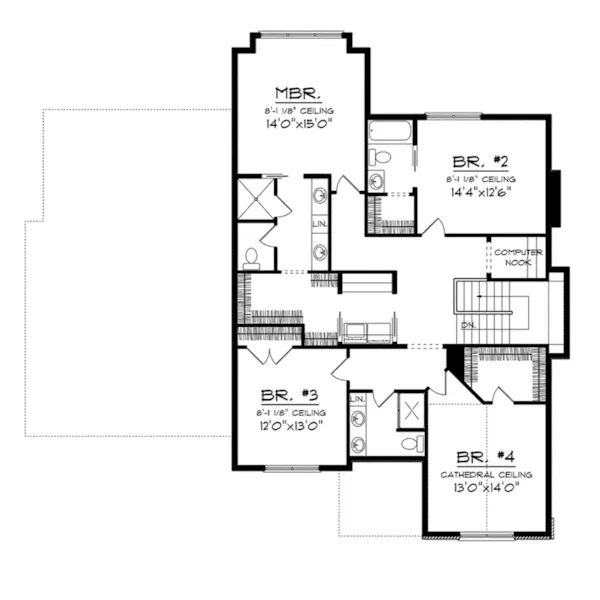 English Cottage House Plan Second Floor - Airdrie Farm European Home 051D-0733 - Search House Plans and More