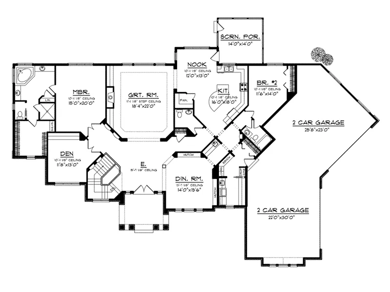 English Cottage House Plan First Floor - Balley Pointe Luxury Home 051D-0735 - Search House Plans and More