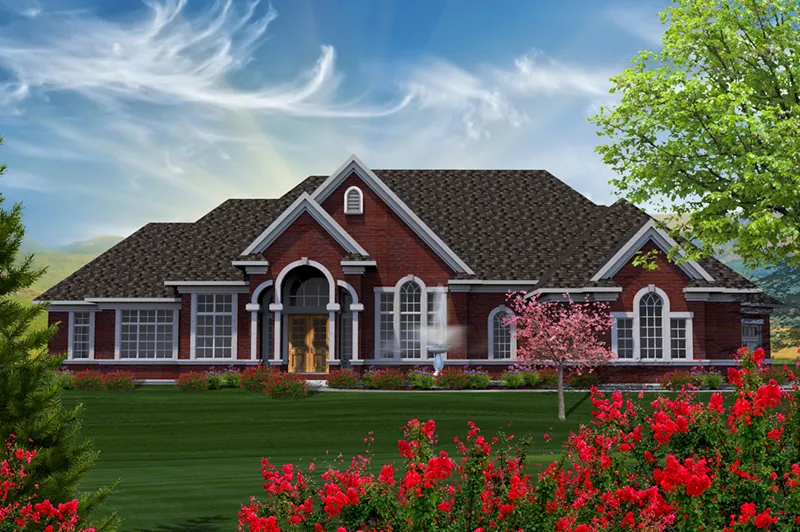 Country French House Plan Front of Home - Balley Pointe Luxury Home 051D-0735 - Search House Plans and More