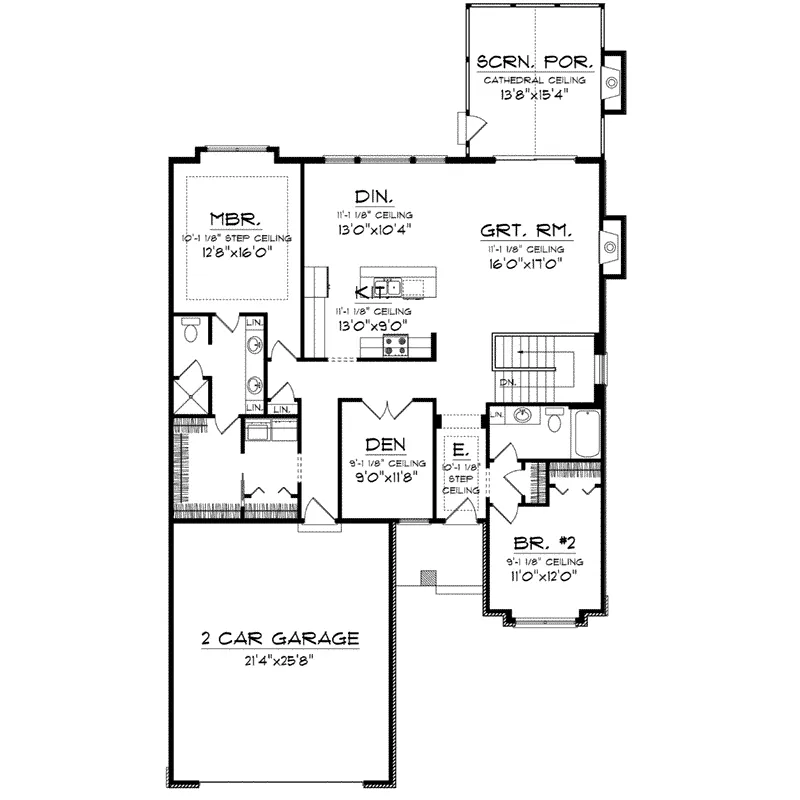 Ranch House Plan First Floor - Alaine Craftsman Home 051D-0737 - Search House Plans and More
