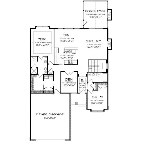 Ranch House Plan First Floor - Alaine Craftsman Home 051D-0737 - Search House Plans and More