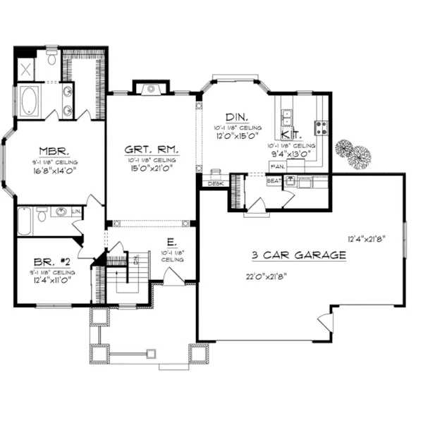 Ranch House Plan First Floor - Watford Hill Rustic Home 051D-0738 - Shop House Plans and More