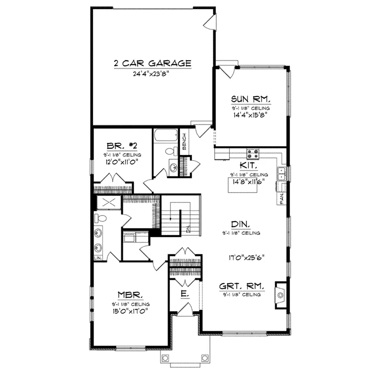 Ranch House Plan First Floor - Eileen Hill Craftsman Home 051D-0740 - Search House Plans and More