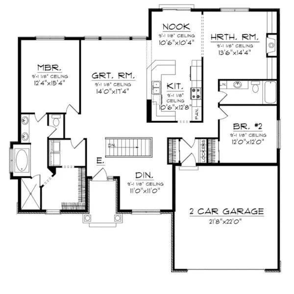 Ranch House Plan First Floor - Colton Ridge Ranch Home 051D-0741 - Search House Plans and More