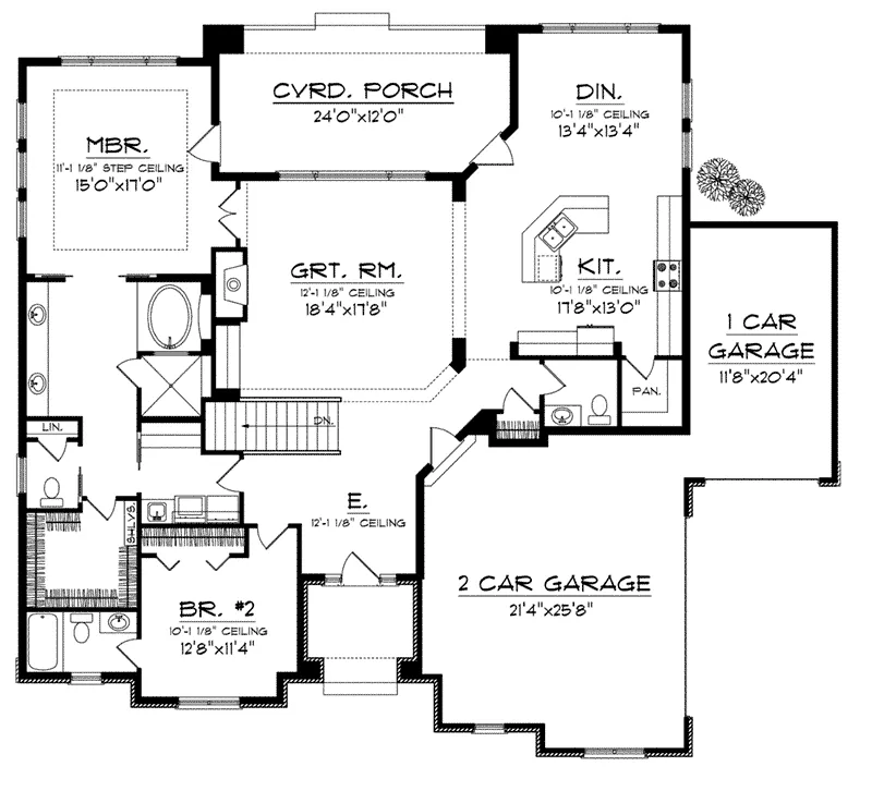 Prairie House Plan First Floor - Santa Paula Ranch Home 051D-0743 - Shop House Plans and More