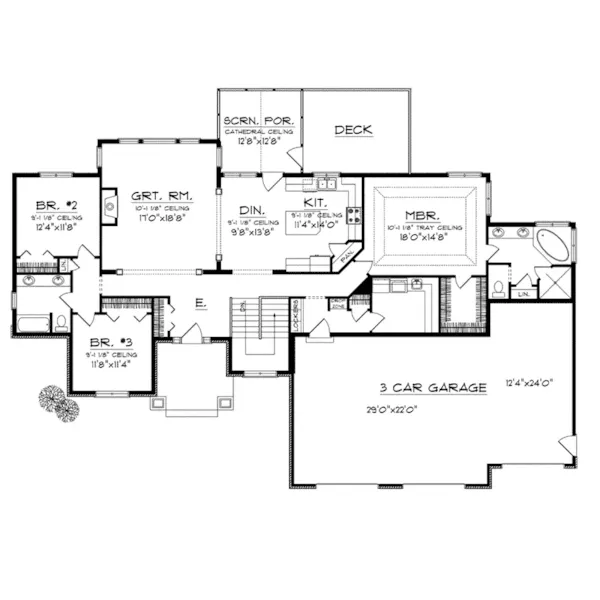 Ranch House Plan First Floor - Haymarket Country Ranch Home 051D-0744 - Search House Plans and More