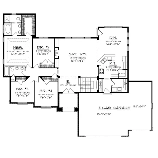 Contemporary House Plan First Floor - Concord Bay Ranch Home 051D-0745 - Search House Plans and More