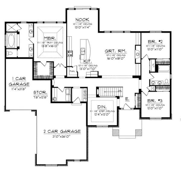 Rustic House Plan First Floor - Chardonelle Prairie Style Home 051D-0746 - Search House Plans and More