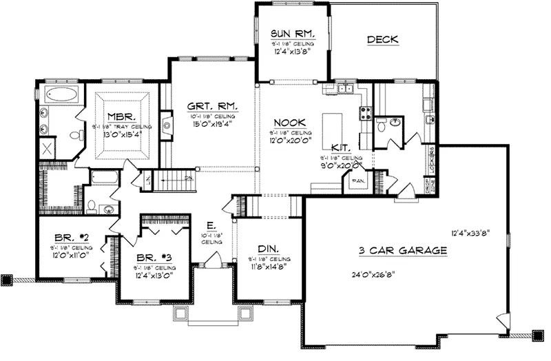 Arts & Crafts House Plan First Floor - Coopers Hawk Craftsman Home 051D-0747 - Search House Plans and More