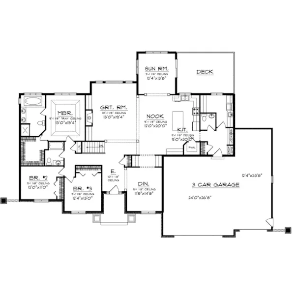 Arts & Crafts House Plan First Floor - Coopers Hawk Craftsman Home 051D-0747 - Search House Plans and More