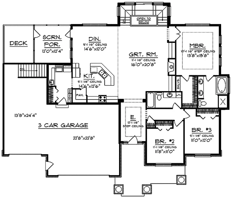 Ranch House Plan First Floor - Cainelle Craftsman Ranch Home 051D-0750 - Search House Plans and More
