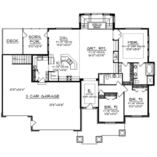 Arts & Crafts House Plan First Floor - Cainelle Craftsman Ranch Home 051D-0750 - Search House Plans and More