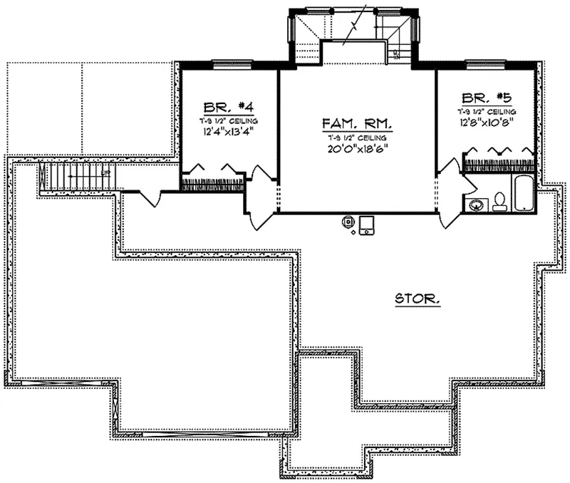 Country House Plan Lower Level Floor - Cainelle Craftsman Ranch Home 051D-0750 - Search House Plans and More