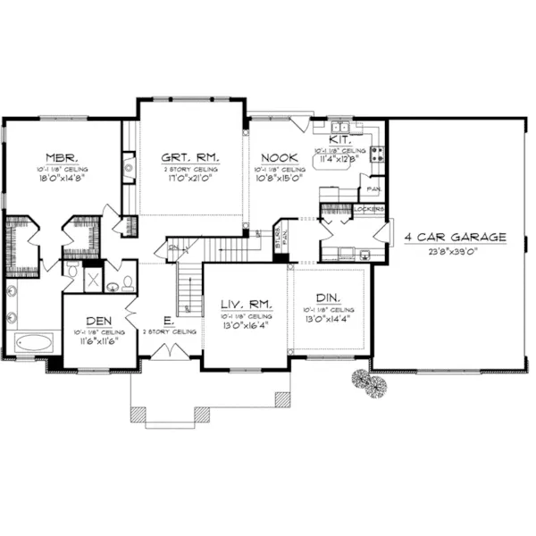 Prairie House Plan First Floor - Pimlico Cove Prairie Home 051D-0753 - Shop House Plans and More