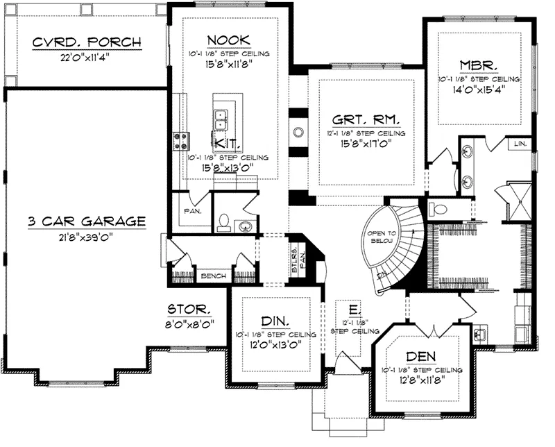 Southwestern House Plan First Floor - Elwyn Park Sunbelt Home 051D-0754 - Search House Plans and More