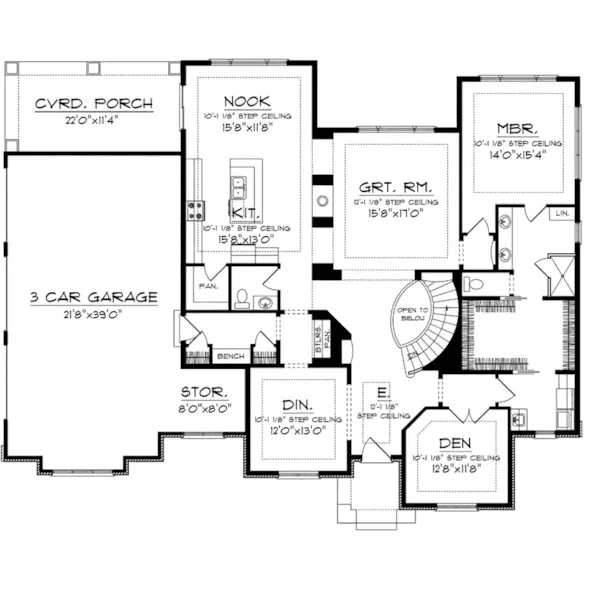 European House Plan First Floor - Elwyn Park Sunbelt Home 051D-0754 - Search House Plans and More