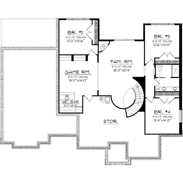 European House Plan Lower Level Floor - Elwyn Park Sunbelt Home 051D-0754 - Search House Plans and More