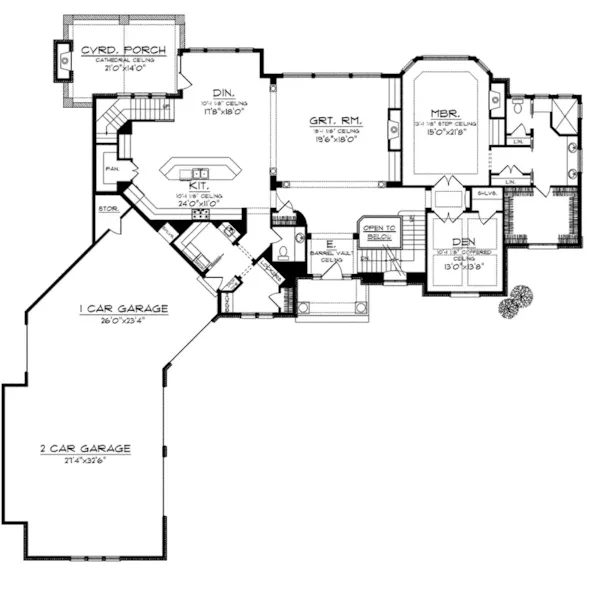 Country French House Plan First Floor - Lorianne European Luxury Home 051D-0755 - Shop House Plans and More