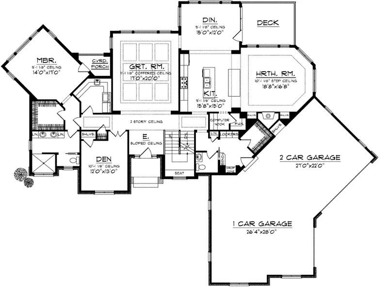 Rustic House Plan First Floor - Milo Park Craftsman Home 051D-0756 - Shop House Plans and More
