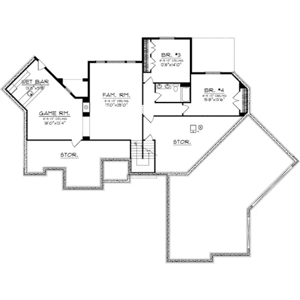 Neoclassical House Plan Lower Level Floor - Milo Park Craftsman Home 051D-0756 - Shop House Plans and More