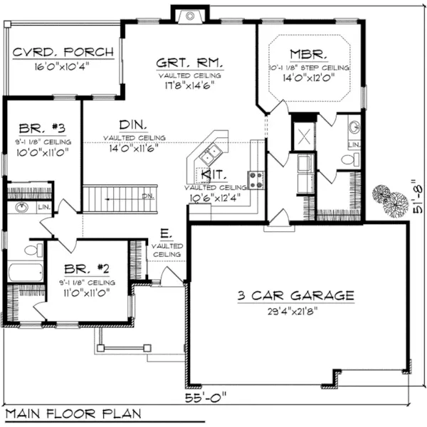 Traditional House Plan First Floor - Torrell Craftsman Home 051D-0757 - Shop House Plans and More