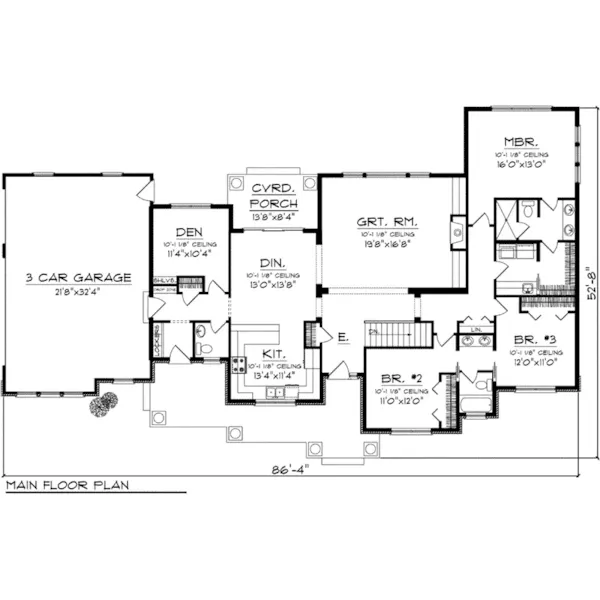 Ranch House Plan First Floor - Keller Craftsman Ranch Home 051D-0761 - Search House Plans and More