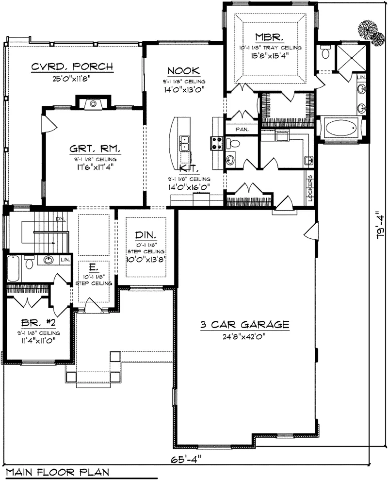 Ranch House Plan First Floor - Flowerhill Craftsman Home 051D-0762 - Search House Plans and More