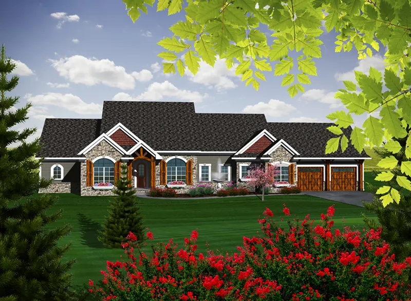 Rustic House Plan Front of Home - Patton Park Craftsman Home 051D-0766 - Shop House Plans and More