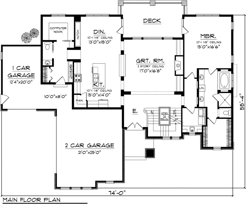 Traditional House Plan First Floor - Spence Tudor Craftsman Home 051D-0767 - Shop House Plans and More