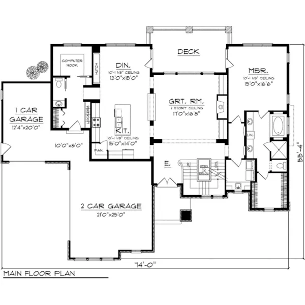 Rustic House Plan First Floor - Spence Tudor Craftsman Home 051D-0767 - Shop House Plans and More