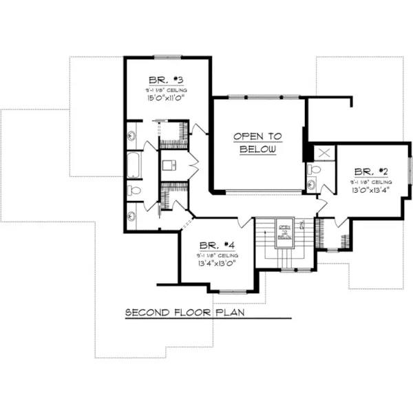 Rustic House Plan Second Floor - Spence Tudor Craftsman Home 051D-0767 - Shop House Plans and More