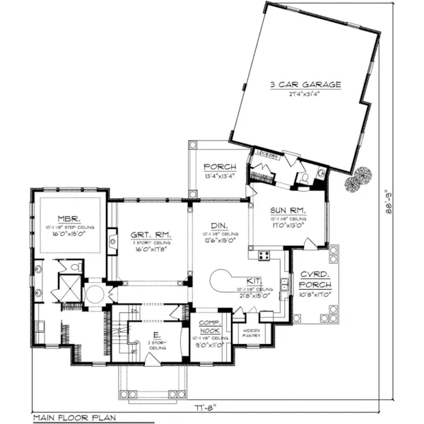 Southern Plantation House Plan First Floor - Gillian Georgian Style Home 051D-0770 - Search House Plans and More