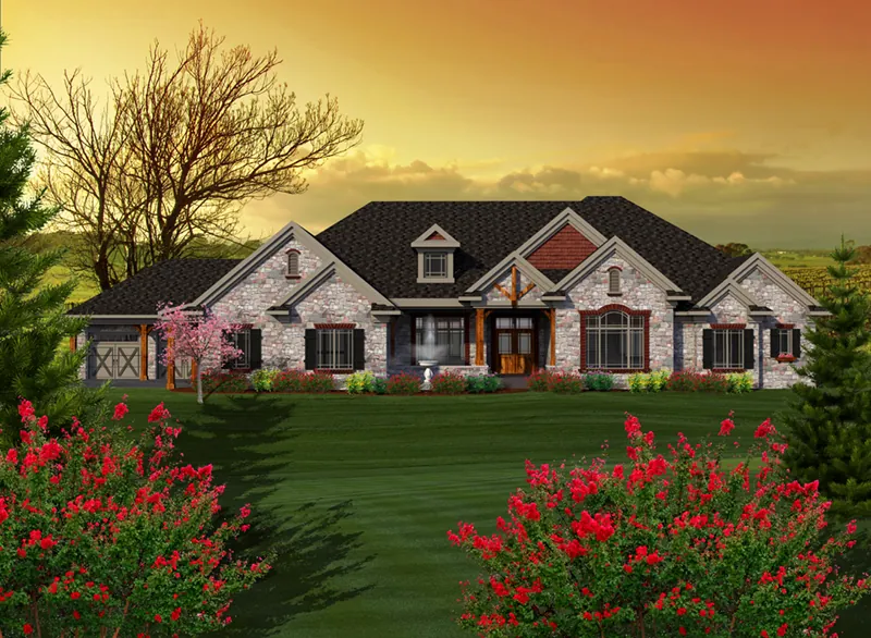 Country House Plan Front of Home - Stillman Luxury Ranch Home 051D-0772 - Shop House Plans and More