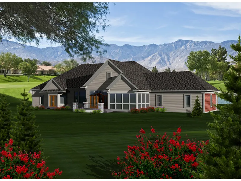 Country French House Plan Rear Photo 01 - Stillman Luxury Ranch Home 051D-0772 - Shop House Plans and More