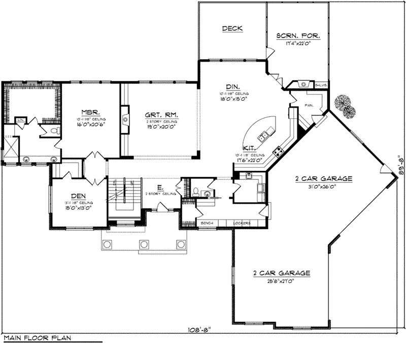 Rustic House Plan First Floor - Keagan Luxury Shingle Home 051D-0773 - Search House Plans and More