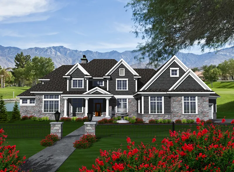 Craftsman House Plan Front of Home - Keagan Luxury Shingle Home 051D-0773 - Search House Plans and More