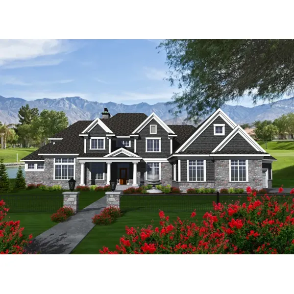 Arts & Crafts House Plan Front of Home - Keagan Luxury Shingle Home 051D-0773 - Search House Plans and More