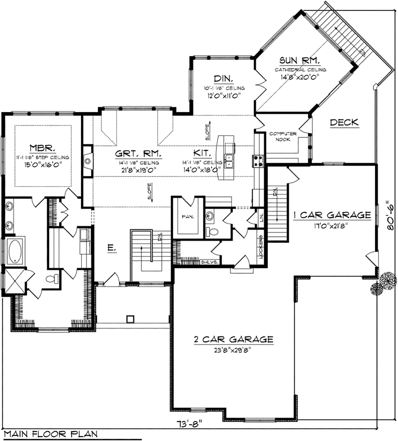 Ranch House Plan First Floor - White Oak Lane Ranch Home 051D-0775 - Shop House Plans and More