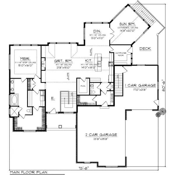 Ranch House Plan First Floor - White Oak Lane Ranch Home 051D-0775 - Shop House Plans and More